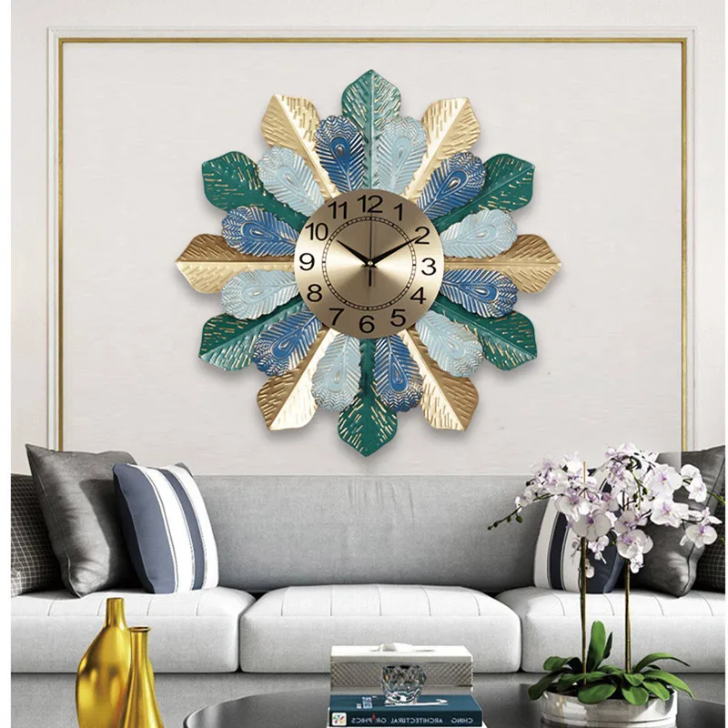 

Modern Design Wall Clock Gold Elegant Flowers Art Nordic Wall Clock Light Luxury Personality Horloge Wall Hanging Decor