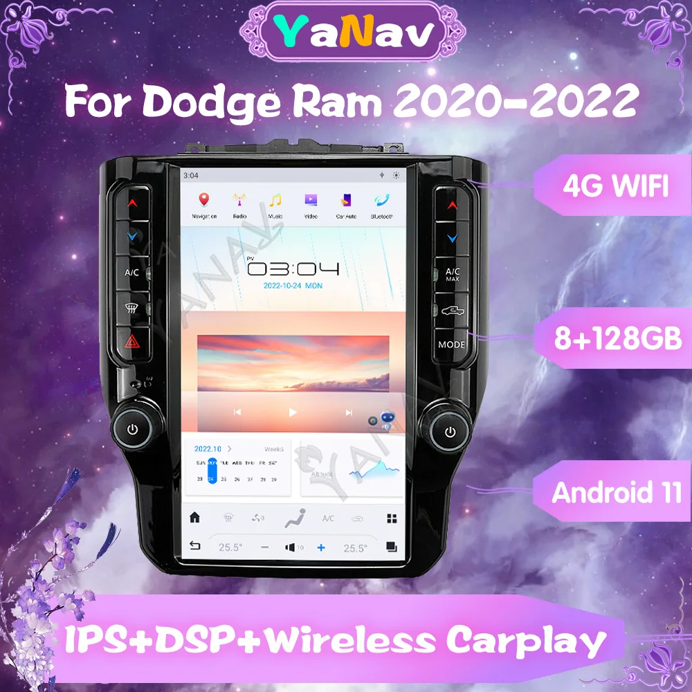 

Автомобильный радиоприемник для Dodge RAM 2020-2022 Android 11 8G 128 Гб 11,8 дюймов экран Tesla мультимедийный плеер Автомобильный GPS-навигатор головное устро...