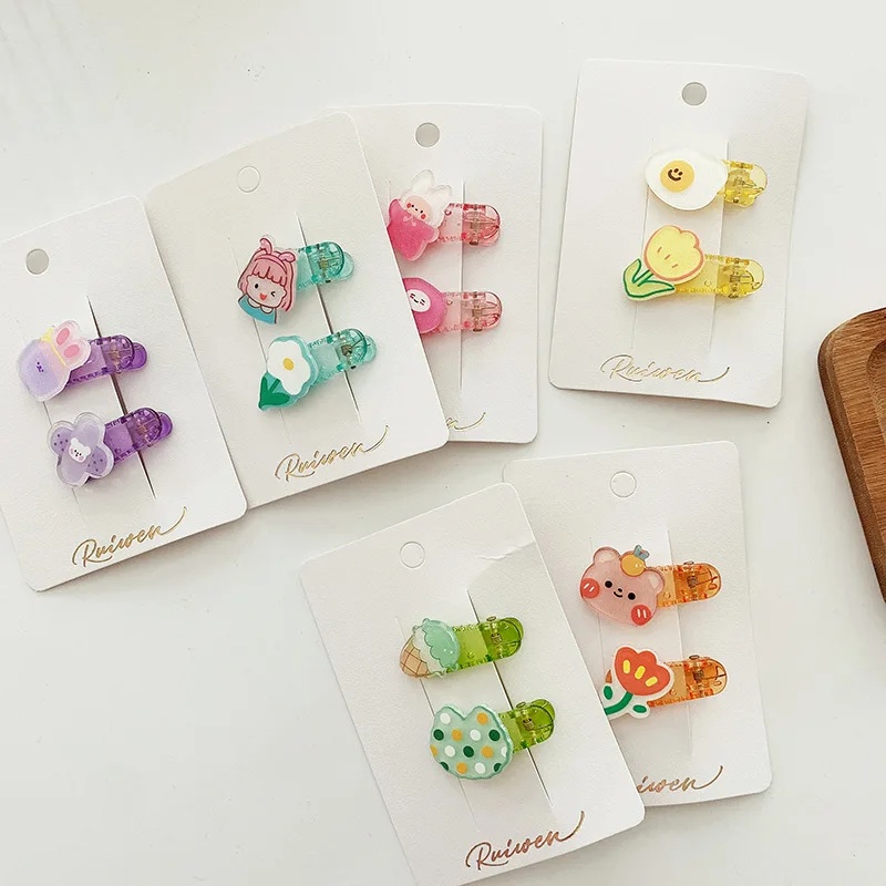 

Summer Korean Style Cute Acrylic Hairpins for Baby Girls Mini Kawaii Cartoon Floral Bunny Hair Pins Clips Barrettes Bangs Stuff