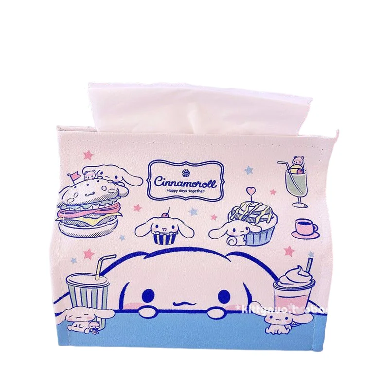 

PU Leather Tissue Box Sanrio Anime Toys Car Tissue Box Desktop Napkin Tissue Holder Storage Box Home Living Room Decoration