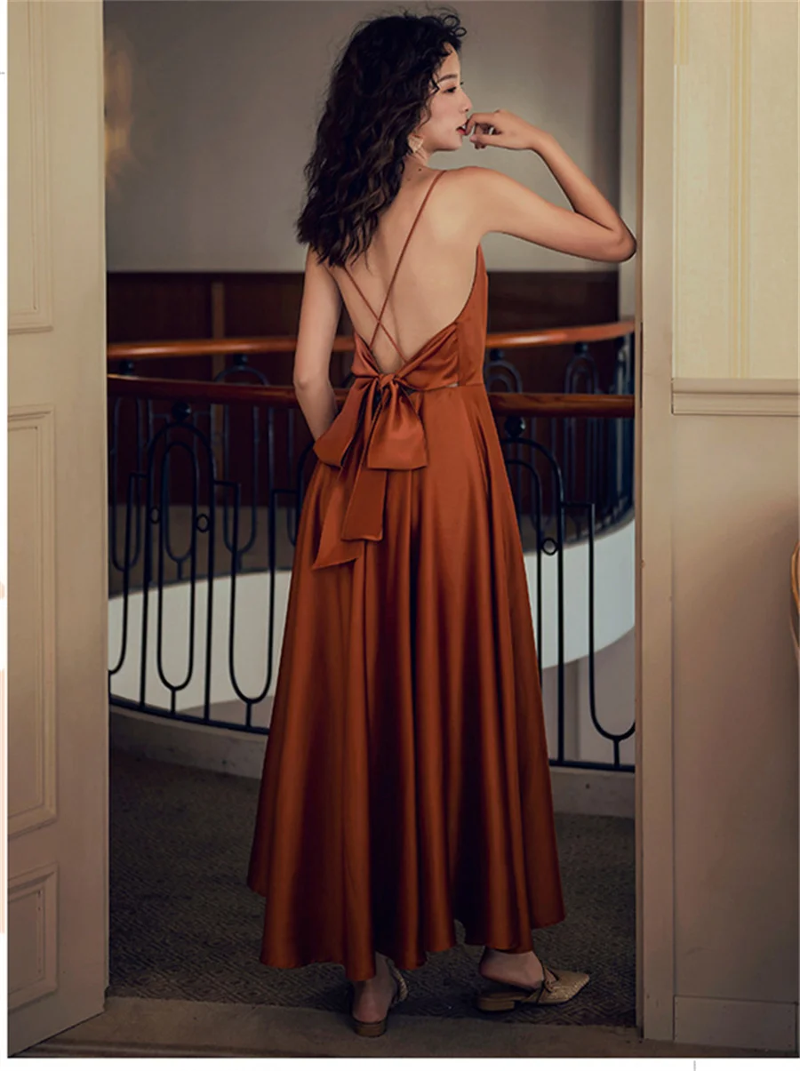 

Женский атласный сарафан с открытой спиной, черный однотонный пляжный сарафан с бретельками в стиле ретро, весна-лето 2023