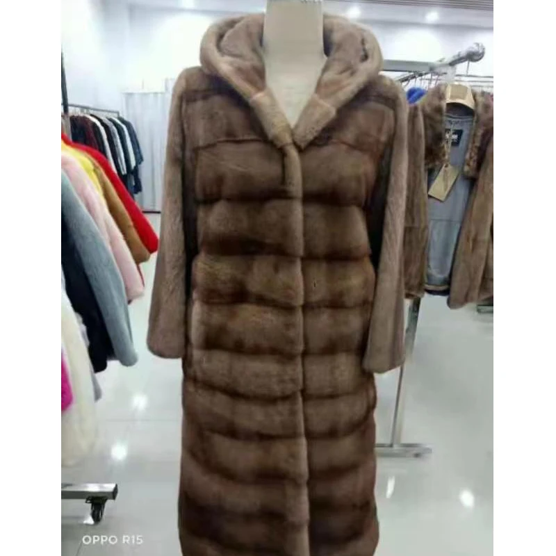 Ladies fur coat 2022 New mink fur medium length coat whole mink high quality women's wear