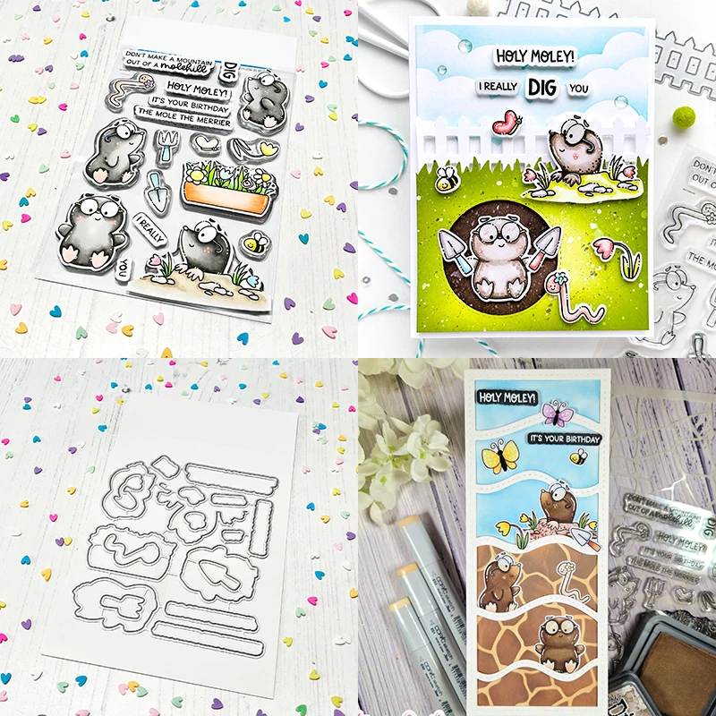

2023 June New I Really Dig You Animal Mole Clear Stamps Metal Cutting Dies For Making Paper Greeting Card Scrapbooking