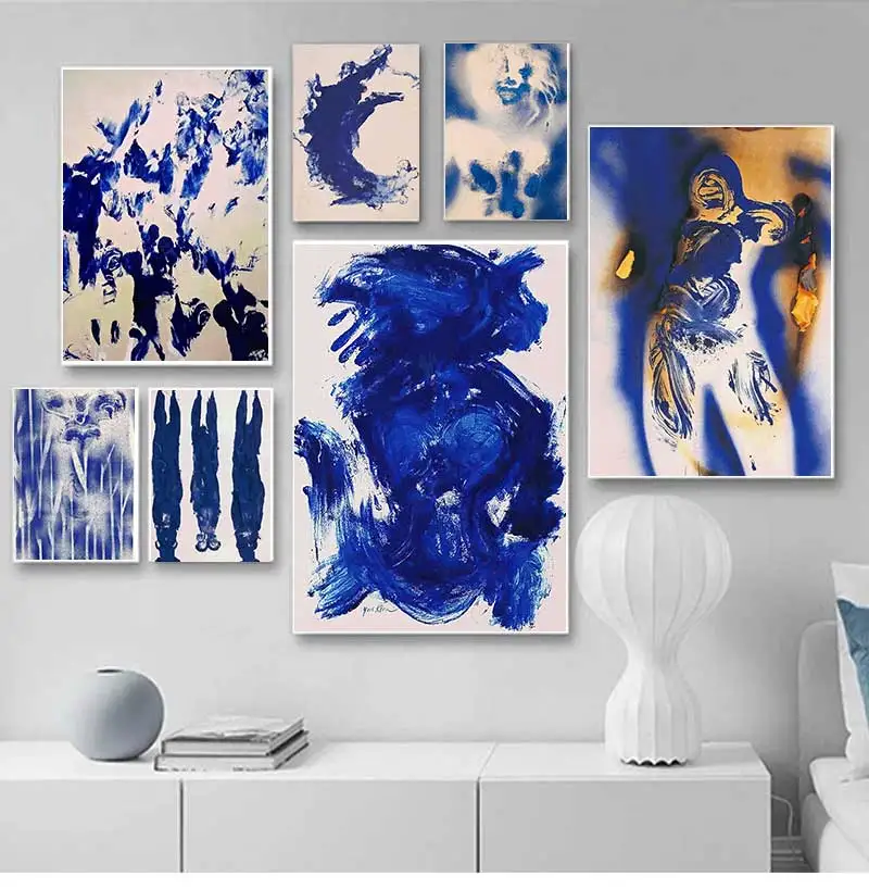 Фото Абстрактные Yves Klein Blue Soulages круг настенная живопись на холсте современный постер печать гостиная украшение дома живопись №1