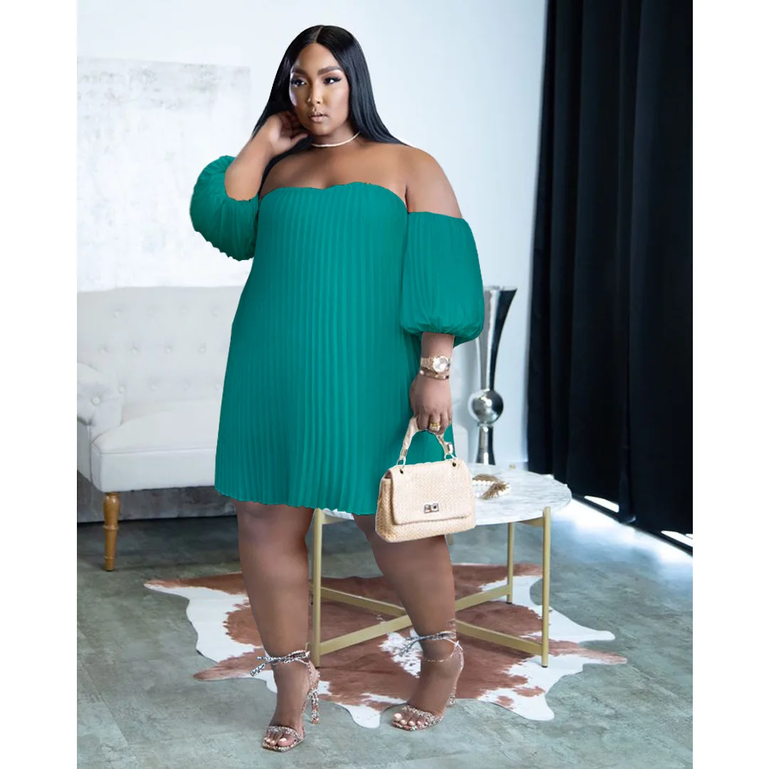 Plus Size Elegant Dress For Chubby Women Ruffle Off Shoulder Chiffon Luxury Pretty Cloth 2023 Summer Trendy Party Loose Dress