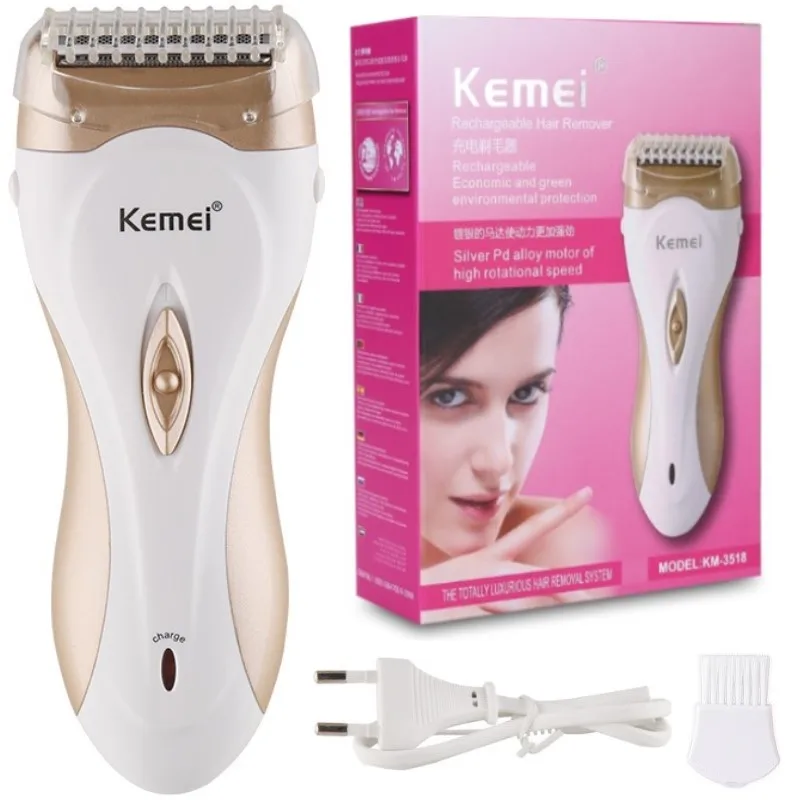 

110-240V Kemei Rechargeable Lady Shaver Women Epilator Hair Shaver Removal for Women Electric Hair Remover Depilador