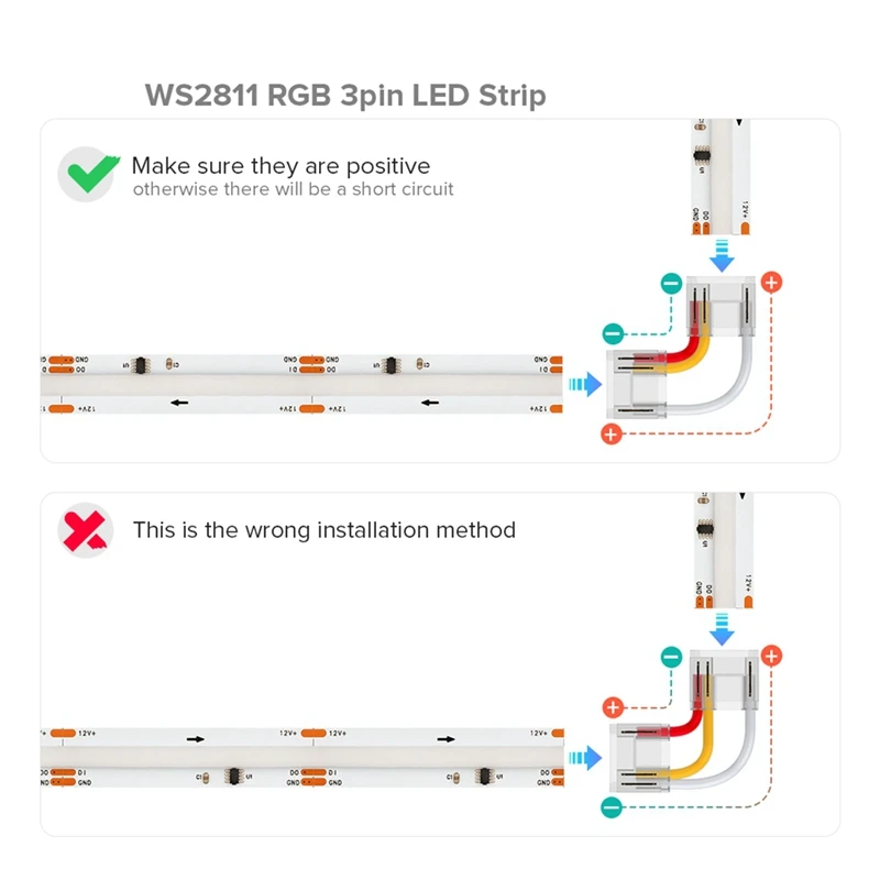 24 шт. 3 контакта 12 мм комплекты прозрачных разъемов для COB RGBIC светодиодные ленты