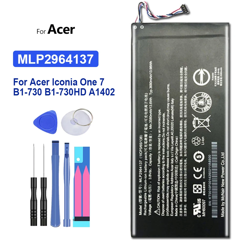 

Запасная батарея 3580 мАч MLP2964137 для Acer lconia One 7 B1-730 A1402 3165142P с трековым кодом