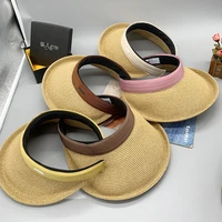 2022 summer hat for women straw hat empty top crimping brim peaked cap sun hat visor curved brim unisex beach hat sun protection