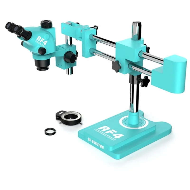 

RF6565TVW 6.5X-65X Synchronous Double Zoom Stereo Trinocular Microscope With 144 Light PCB Soldering Repair Jewelry Microscope