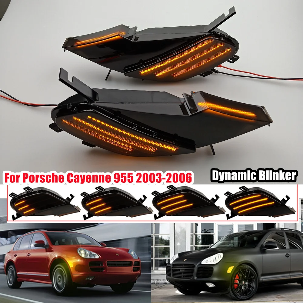 

2Pcs For Porsche Cayenne 955 2003 2004 2005 2006 Dynamic LED Side Marker Lights Turn Signal Blinker Indicator Lamps 95563103301