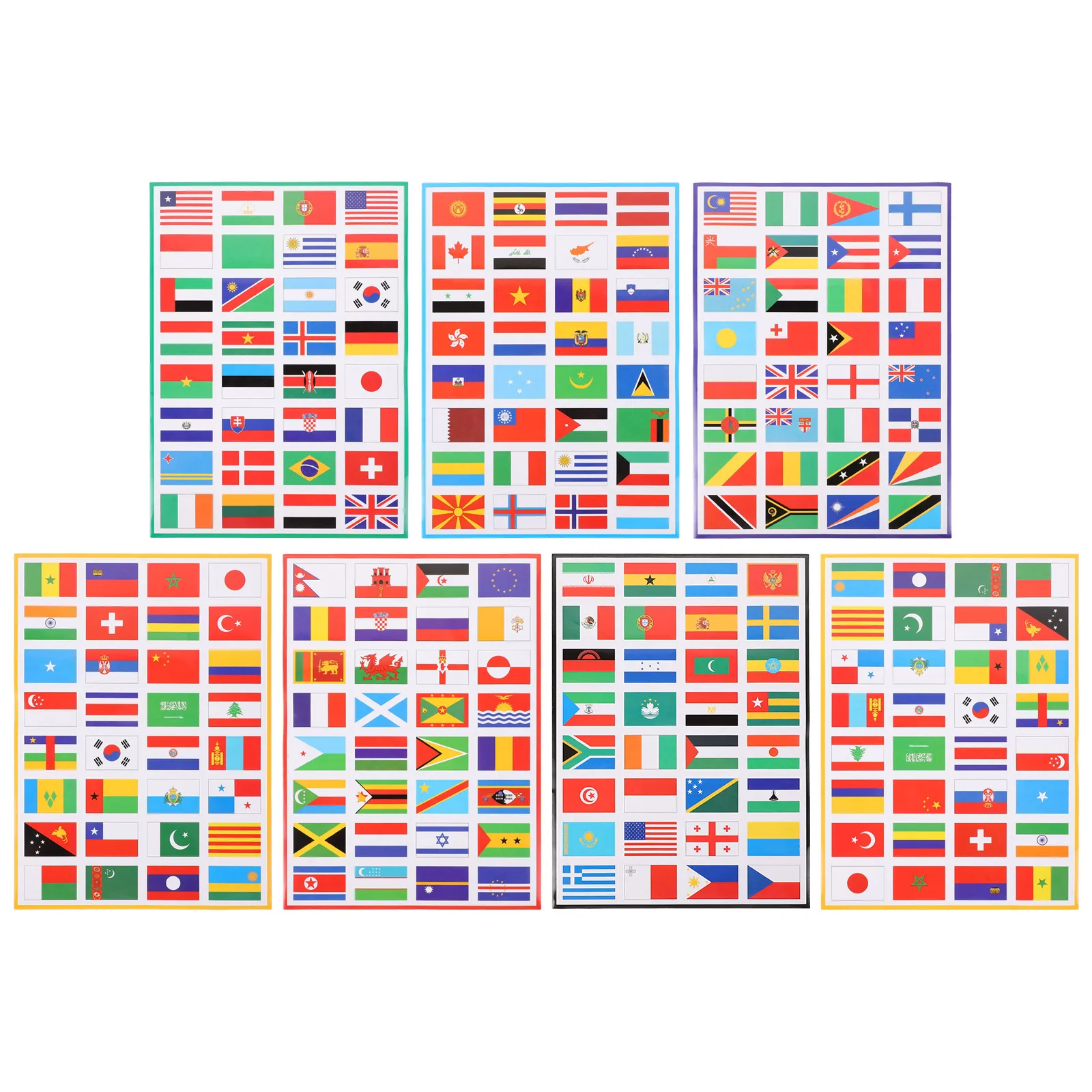 7 Sheets of Country Stickers Football Flag Stickers PVC Sticker Flag Stickers from around the World For School (Mixed Styles)