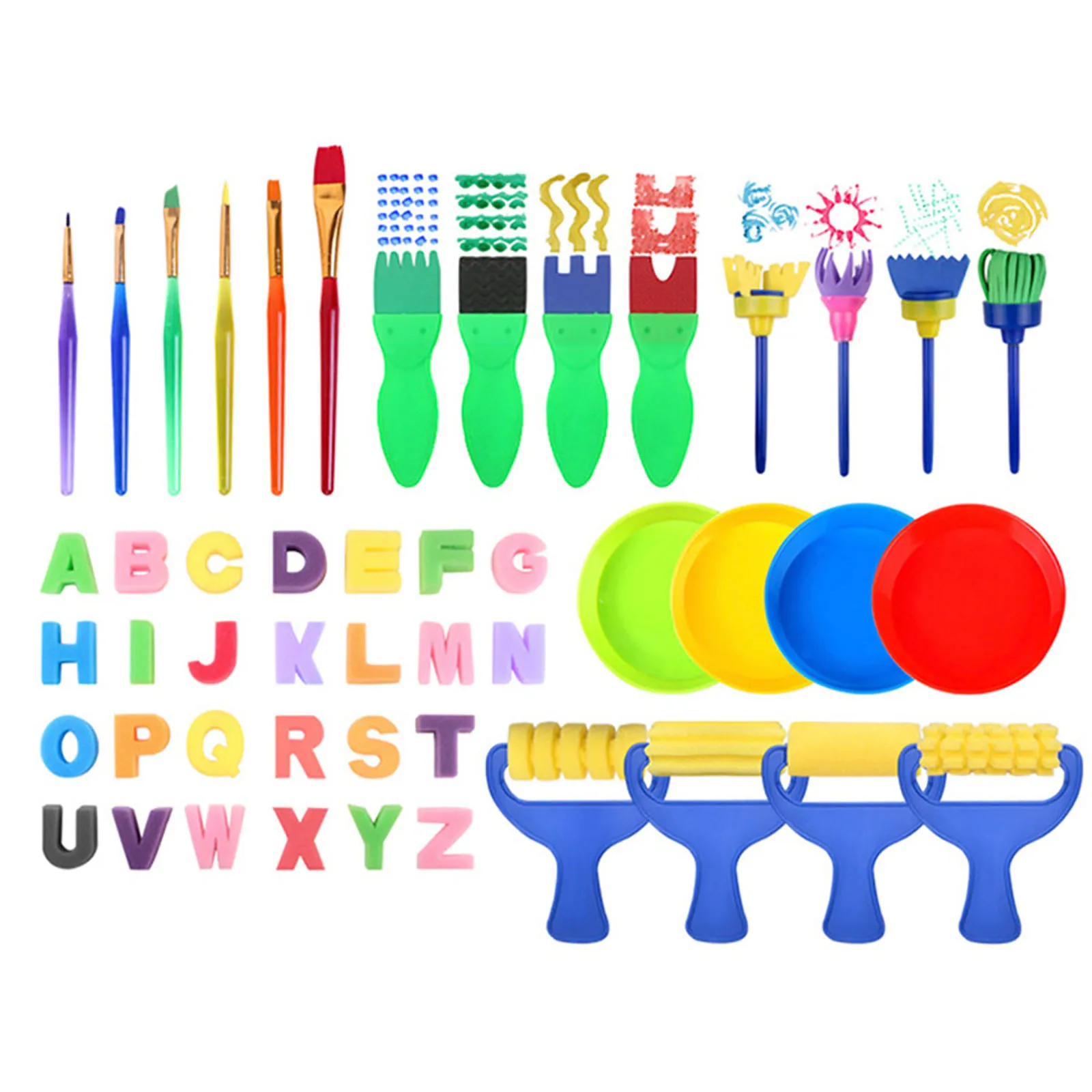 

48pcs/lot Kids Sponge Paint Brushes Kit Watercolour Painting Tools for Child Early Painting Kids Sponge Paint Brushes Kit Kids