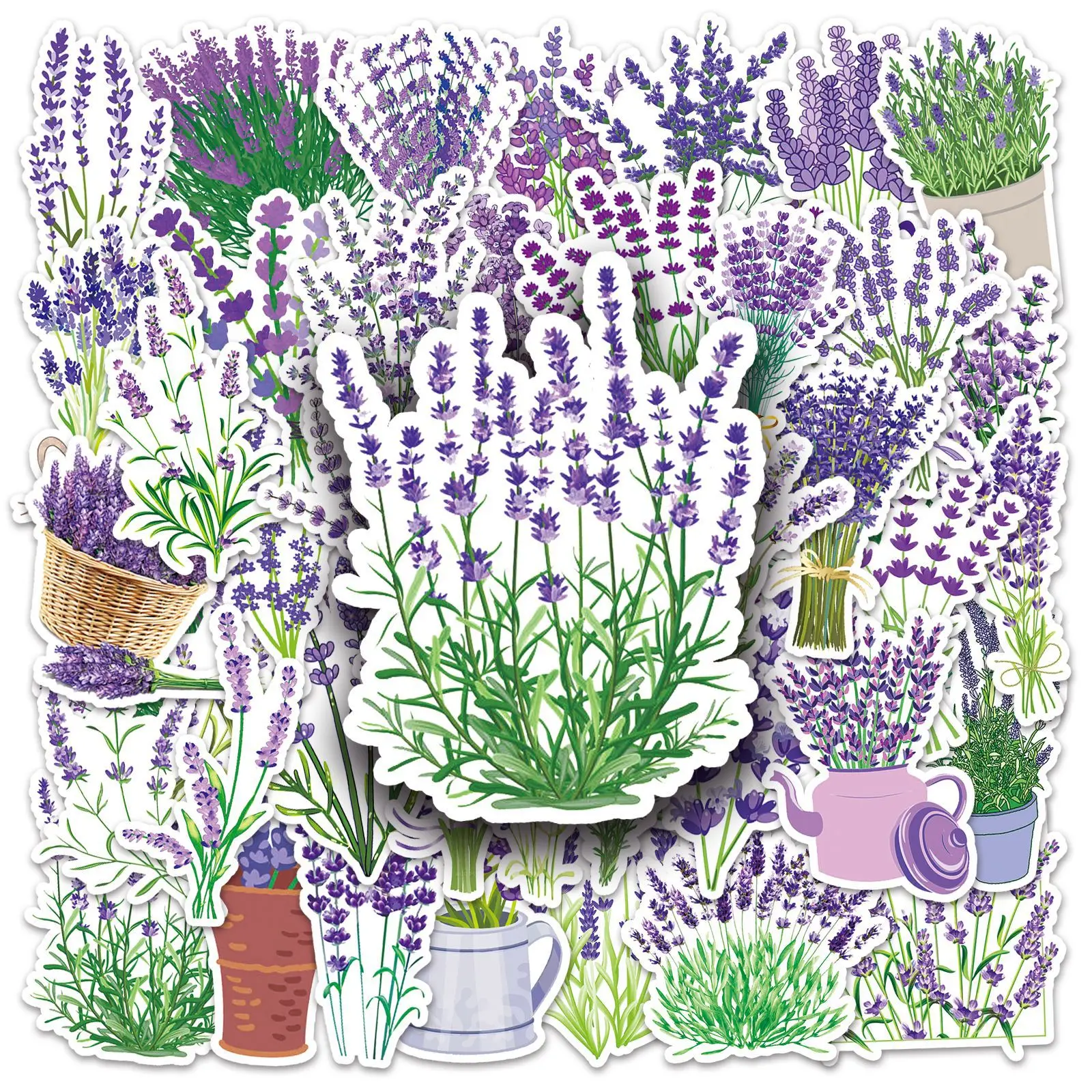 

10/30/50PCS Popular Lavender Plant Sticker Pack Skateboard Guitar Decoration DIY Laptop New Cartoon Waterproof Graffiti Wholesal