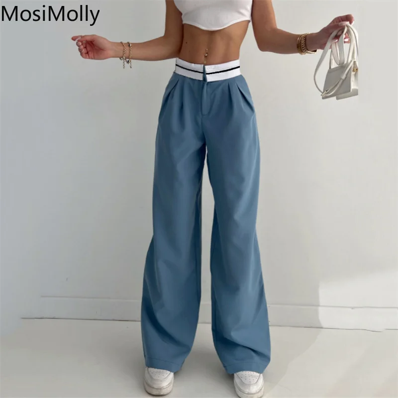

Blazer Pants Wide Leg Pants 2023 Sexy Women Trendy Floor Length Pants Women American Retro Pants Bottoms OL Pants