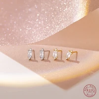 925 sterling silver simple cut geometric square zircon stud earrings for women sweet wedding jewelry accessories