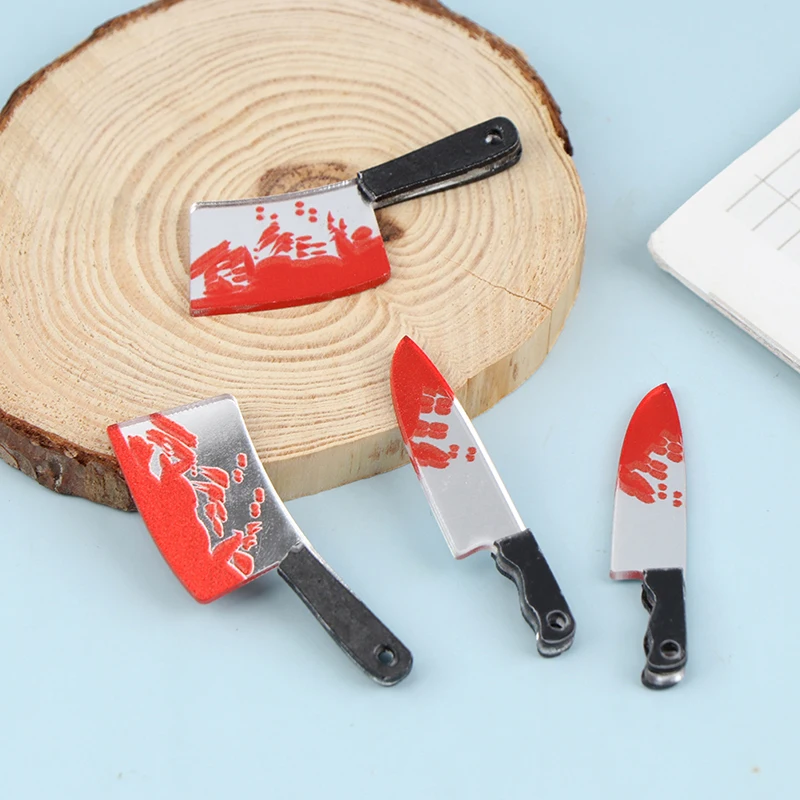 

2Pcs Doll house Miniature kitchen food knife chopping block Cut vegetables Mini Decoration Gifts