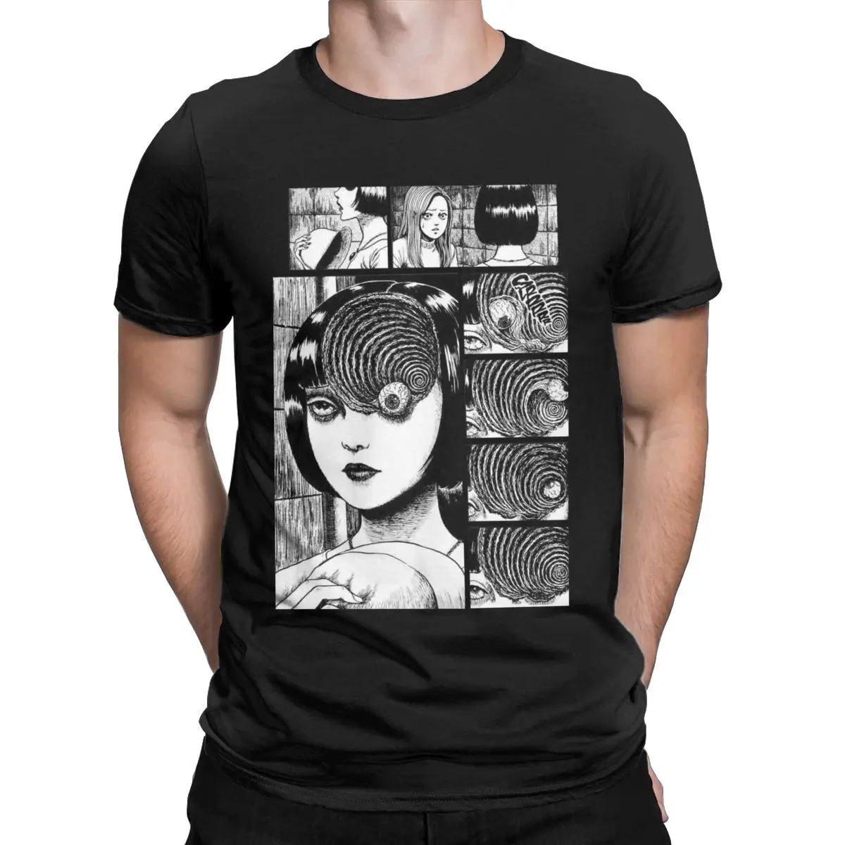 

Men's T-Shirts Uzumaki Junji Ito Horror Manga Novelty Pure Cotton Tee Shirt Short Sleeve T Shirts O Neck Clothes Summer