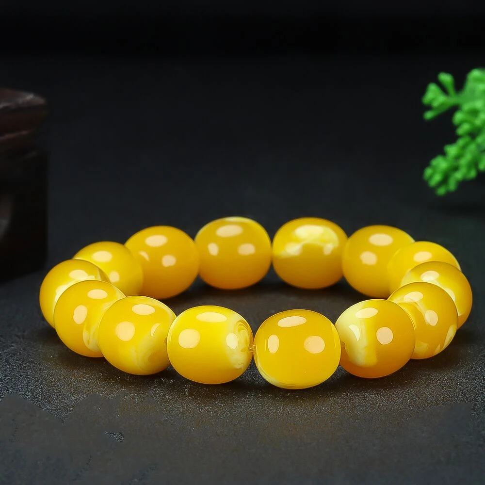Браслет из натурального янтаря для мужчин и женщин целебный драгоценный камень