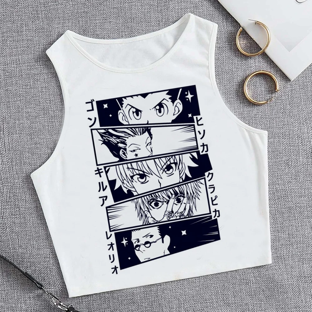 

Женский винтажный Топ hunter x hunter, короткий топ с графическим принтом, яркая футболка в стиле 90-х, y2k