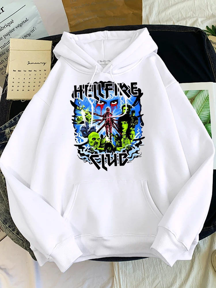 

Stranger Things Hellfire Club Print Hoody Women'S Harajuku Loose Sweatshirts Fashion Warm Hooded Autumn Casual Woman Sportswear