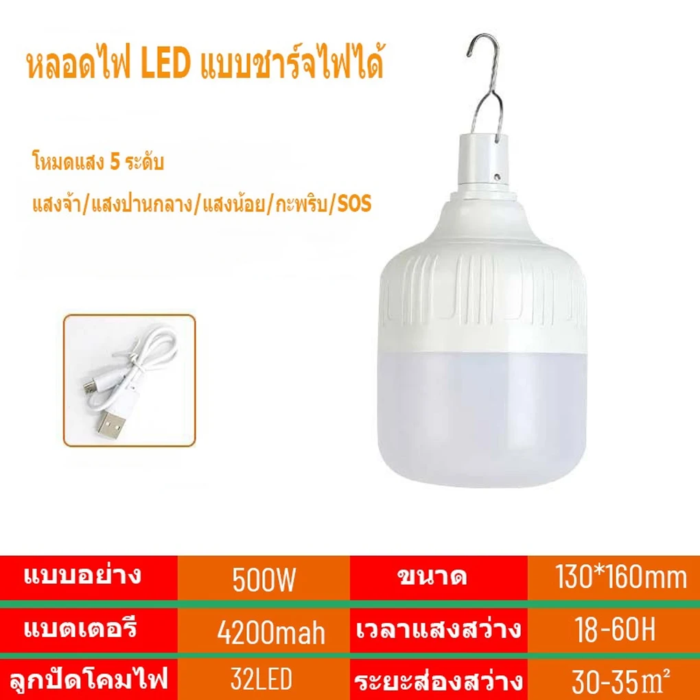 

Outdoor Camping Lights Hook USB Rechargeable Light Lantern Tent Porch