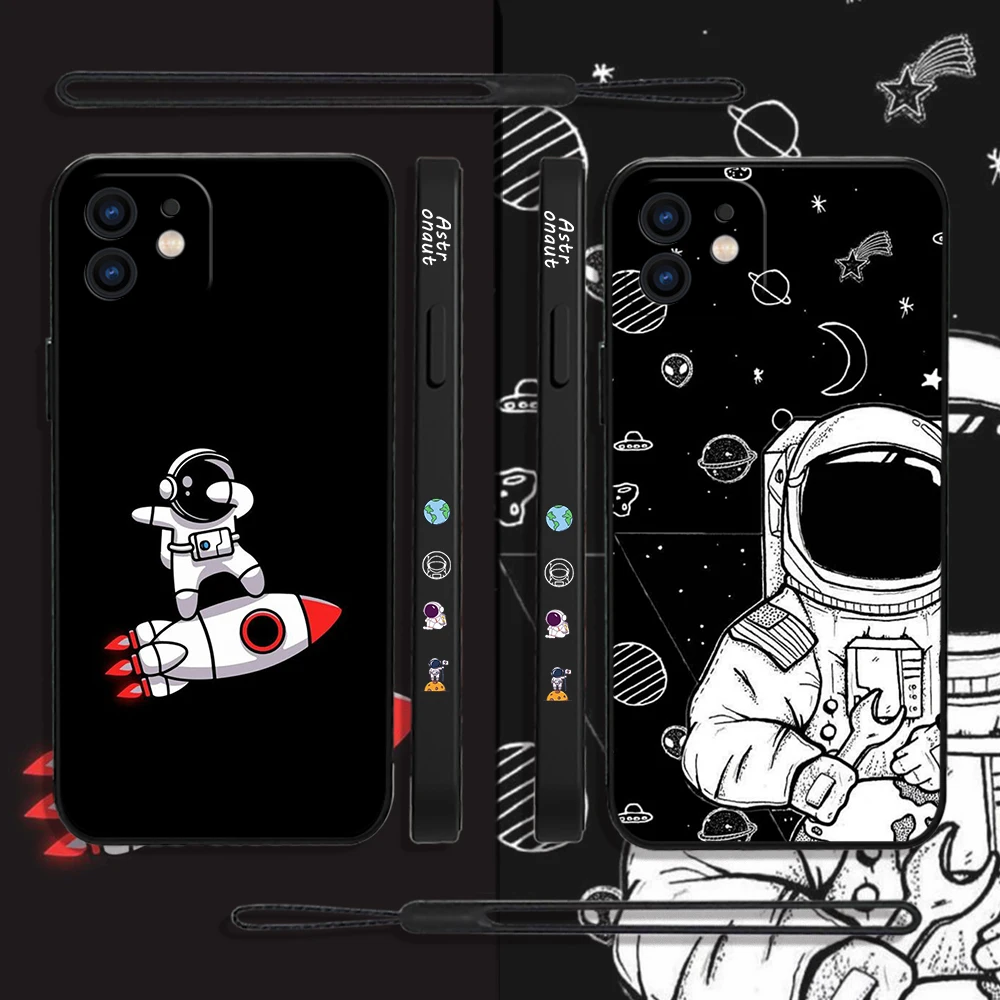 

Cute Astronaut Phone Case For Samsung A53 A50 A12 A52 A52S A51 A72 A71 A73 A81 A91 A32 A22 A20 A30 A21S 4G 5G with Hand Strap