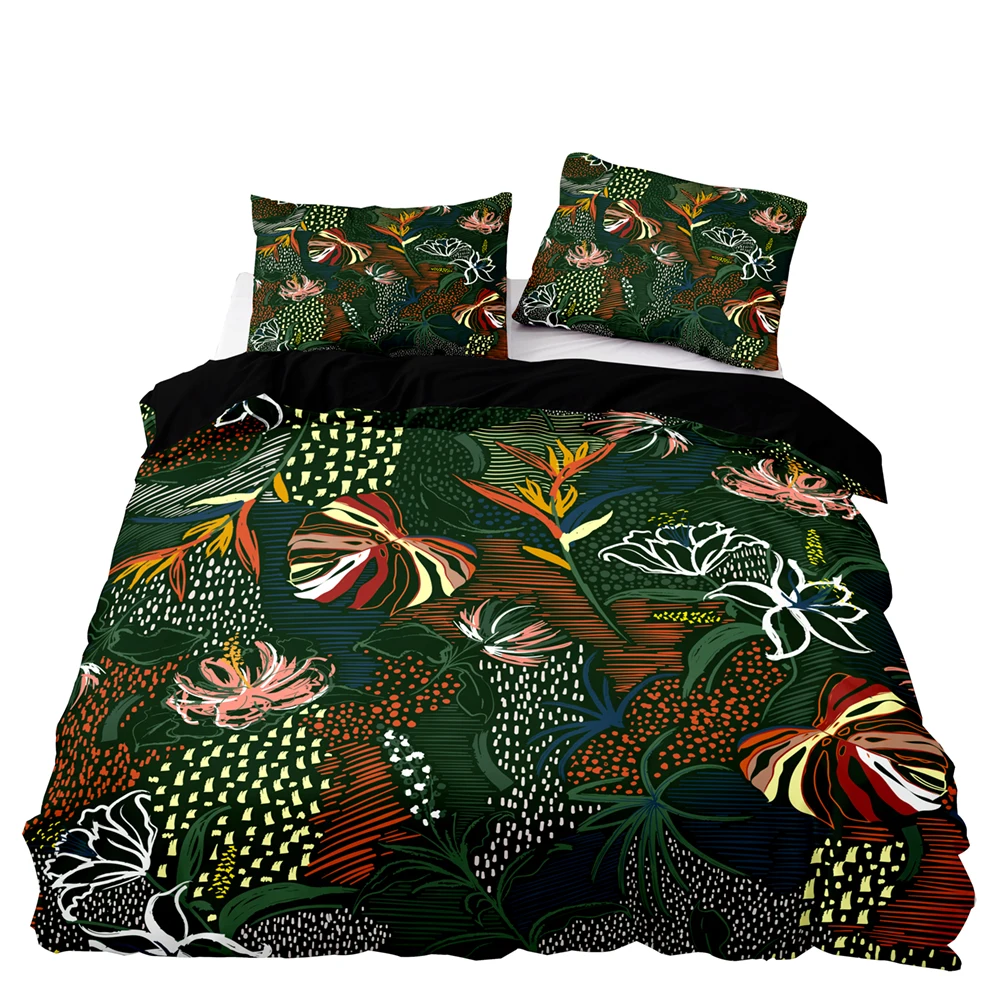 Комплект светлого и темного постельного белья простой в уходе пододеяльник с