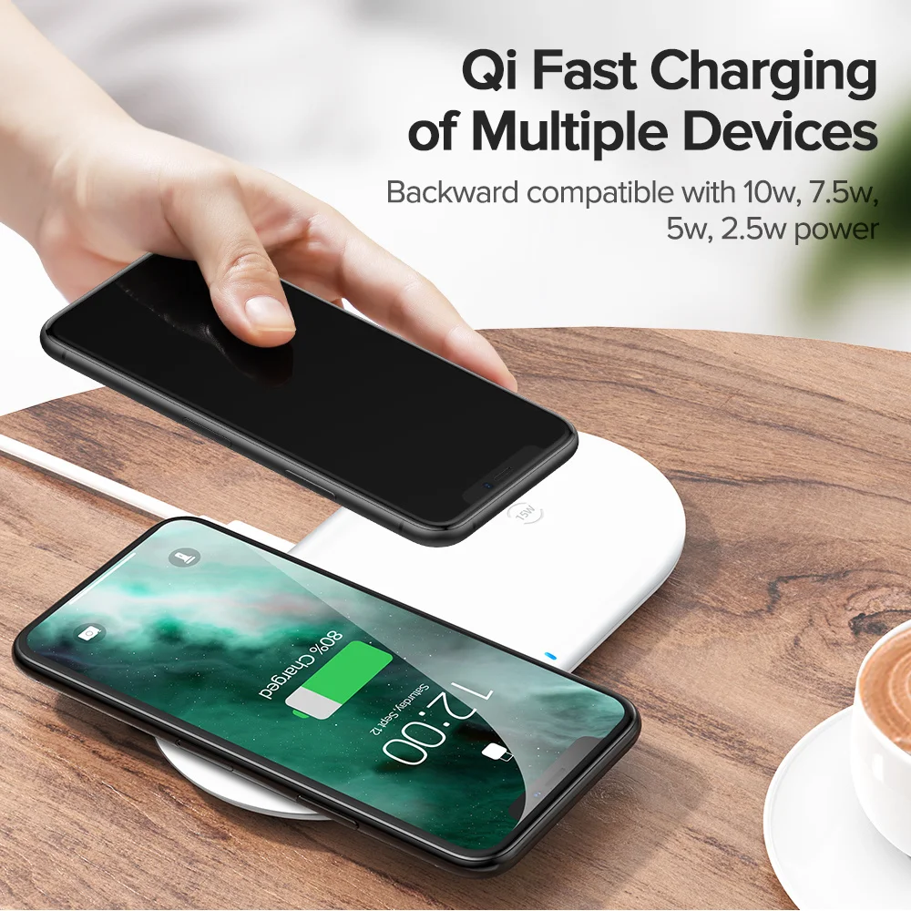 Беспроводное зарядное устройство 2-в-1 Qi 15 Вт для Samsung S20 S10 двойные