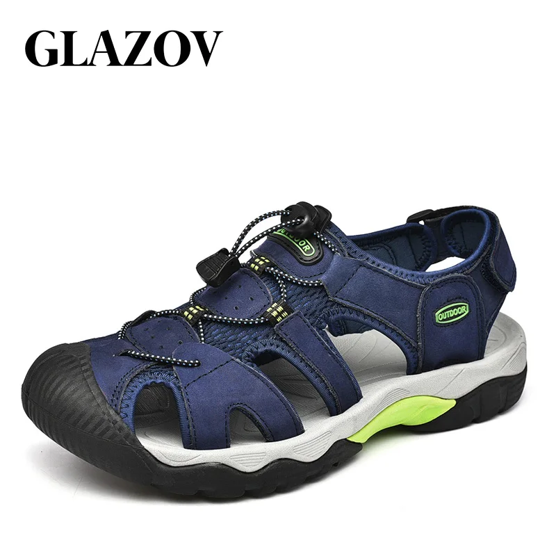 

sIZE 48 Men Genuine Leather Sandals Summer Comfortable Casual Men Shoes Vacation Beach Shoes Fashion Outdoor Non-Slip Sneakers