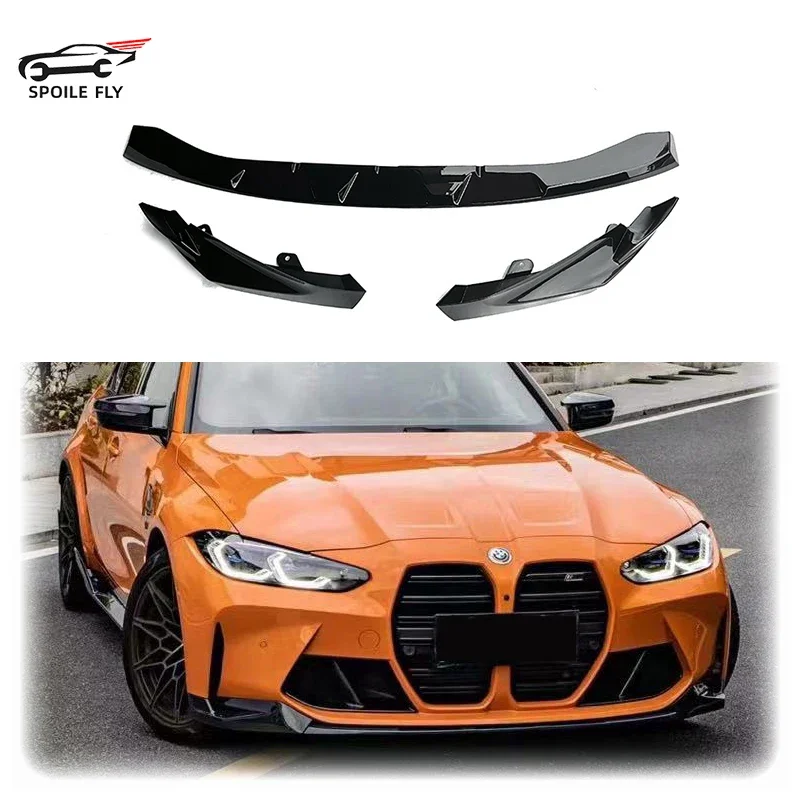 Фото 3 шт. от 2021 до 2024 для BMW G80 M3 G82 G83 M4, передний бампер, спойлер, нижнее лезвие сплиттера, защитный комплект кузова, глянцевый черный ABS №2