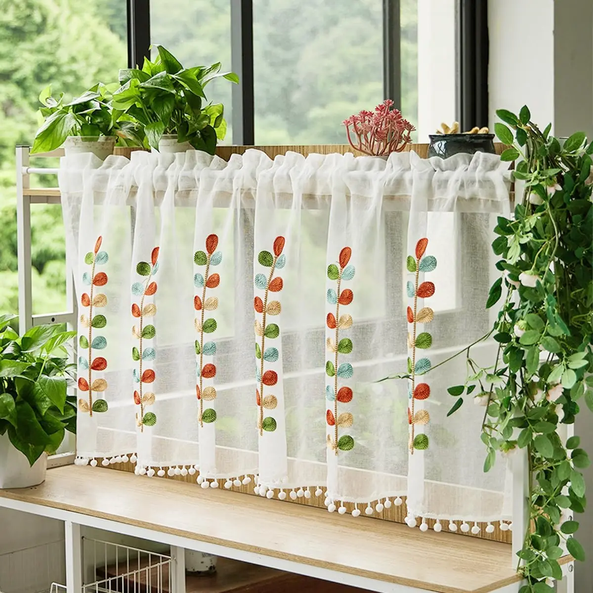 Полупрозрачная занавеска-балдахин для окон кухни кафе занавеска с вышивкой в
