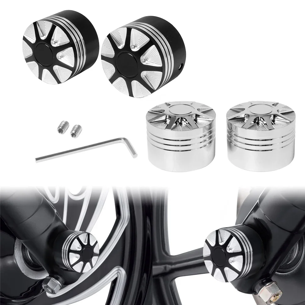 

For Harley Dyna Fat Bob Touring Electra Glide Road Glide Sportster Iron 883 1200 2pcs Motorcycle Front Axle Nut Cover Cap Bolt