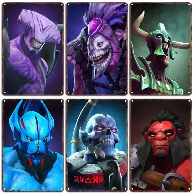 Dota2 украшения для дома металлический знак Dire Heroes портреты винтажная