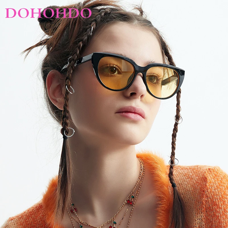 Очки солнцезащитные DOHOHDO женские в стиле ретро, Модные Винтажные овальные солнечные очки «кошачий глаз» с градиентом, с защитой UV400, для вождения, 2024