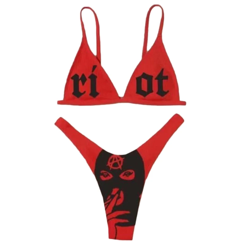 Женский раздельный купальник с заниженной талией и лямкой на шее |