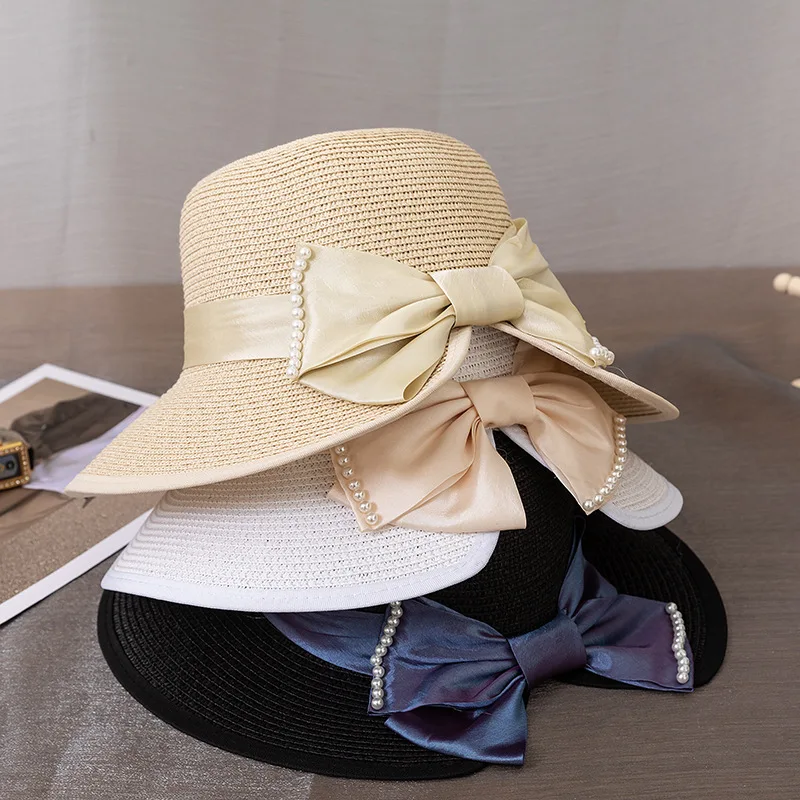

Summer Wide Brim Bowknot Breathable Straw Hats Women Holiday Beach Caps Sun Protection Cap Visor Hat Gorro Sombreros De Playa