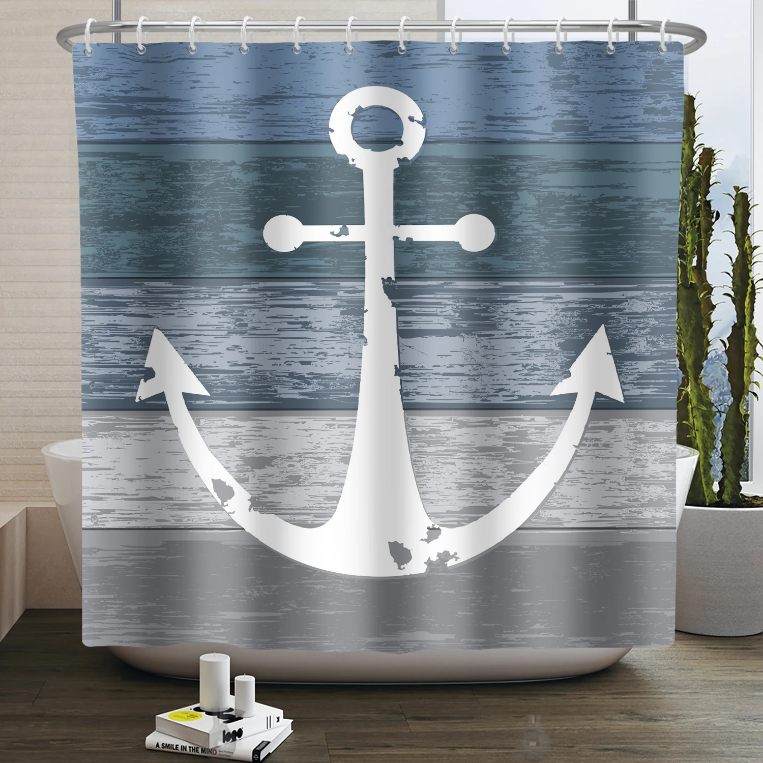 

Водонепроницаемая занавеска для душа из ткани с рисунком якоря осьминога, интересное украшение для ванной комнаты, занавеска для душа с защ...