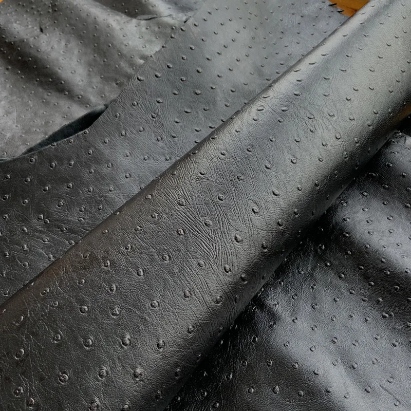 Черный страусиный узор овчина толщина 1 0-1 2 ощущается как Средний верхний слой