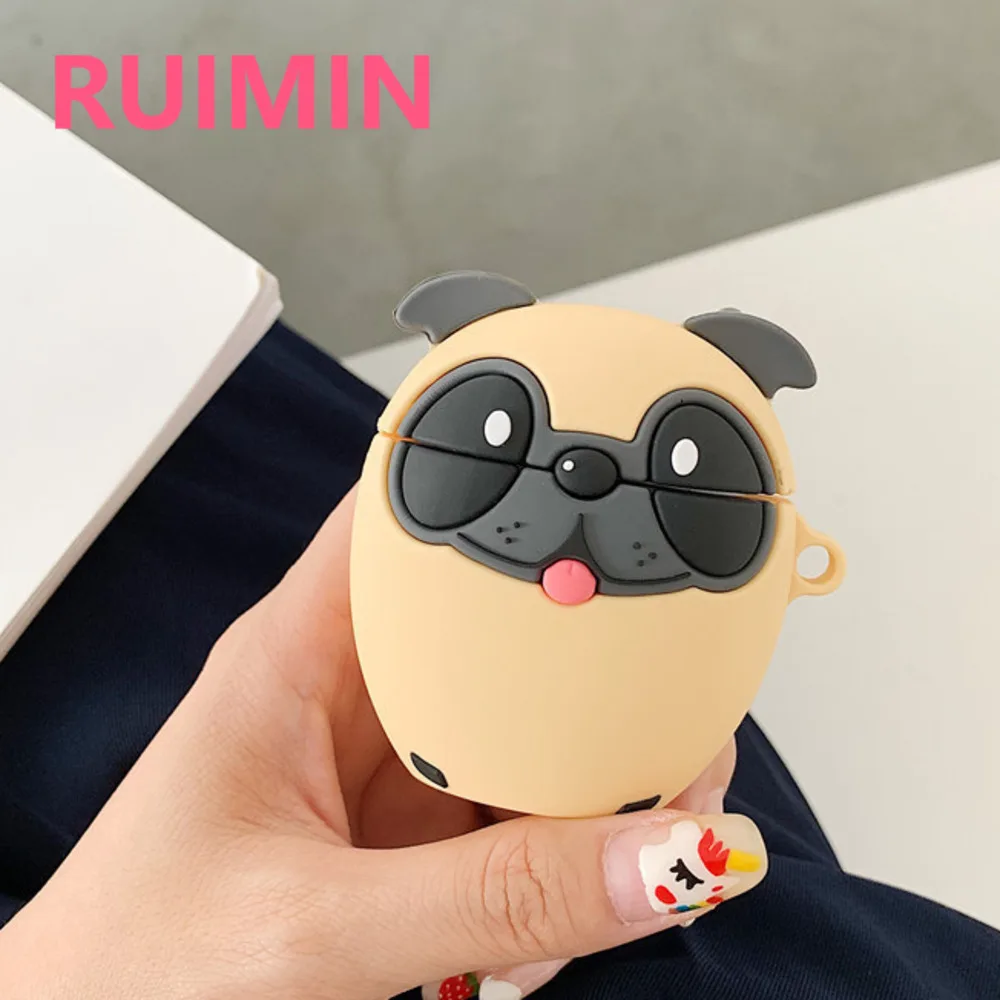 Купи 3D Dog Cute Wireless Bluetooth Earphones Box Case For Apple airpods 1 2 3 Cases Cute Cover for air pods pro With Snap Hook за 196 рублей в магазине AliExpress