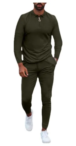 

Новинка 2022, мужская хлопковая рубашка-поло на молнии и шорты с коротким рукавом, комплект из 2 предметов, летний мужской однотонный костюм с ...