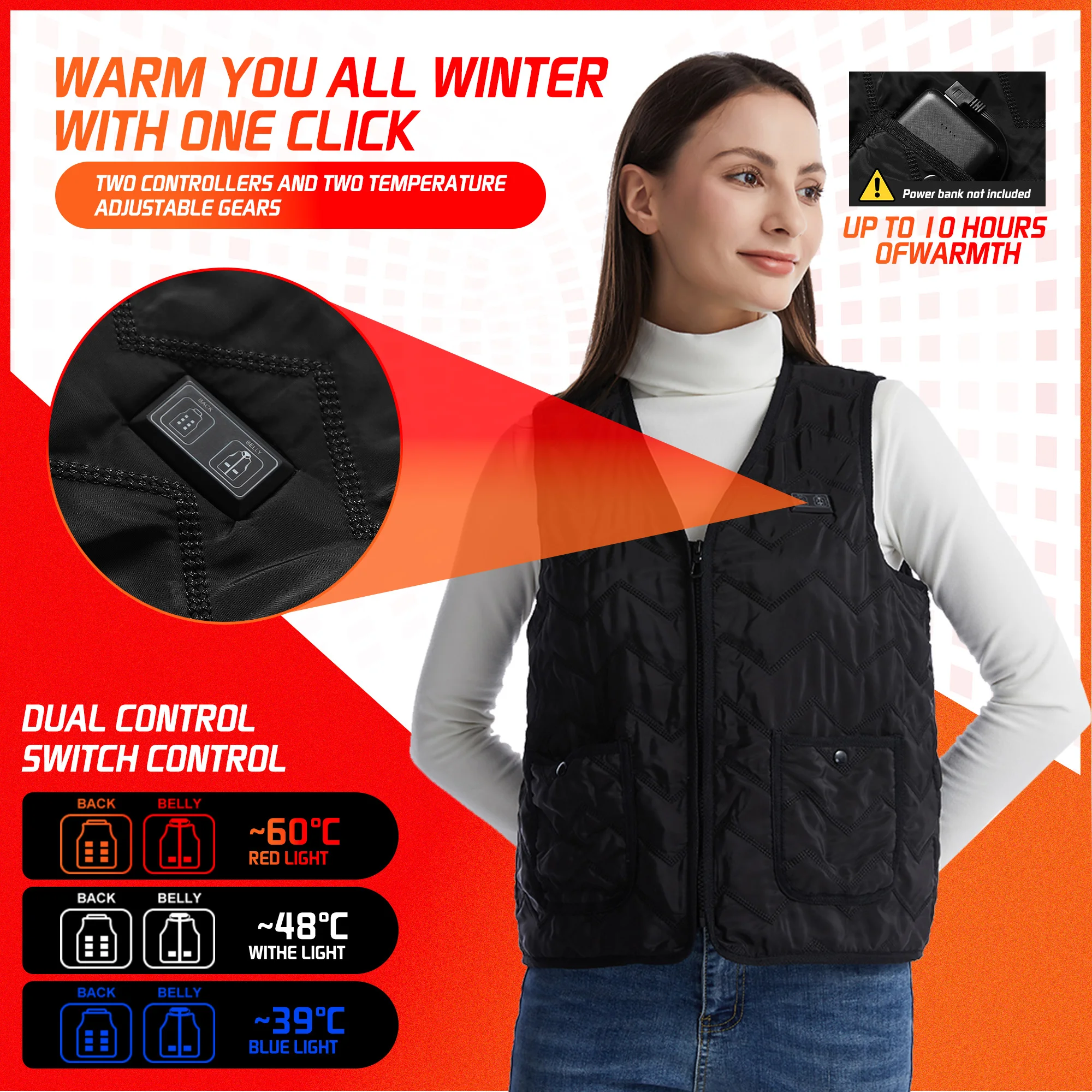 TODWARM жилет с подогревом для мужчин USB перезаряжаемый электрический
