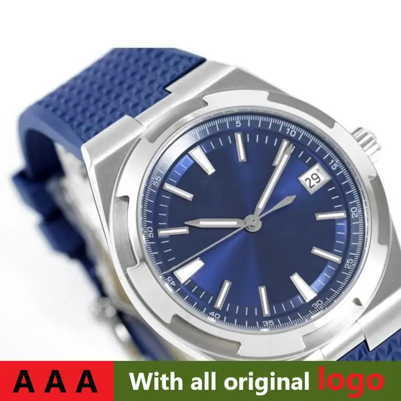

Мужские часы на резиновом ремешке Blue face Over seas 4500 в AAA автоматические механические часы 40 мм стальной ремешок или кожаный ремешок Goog