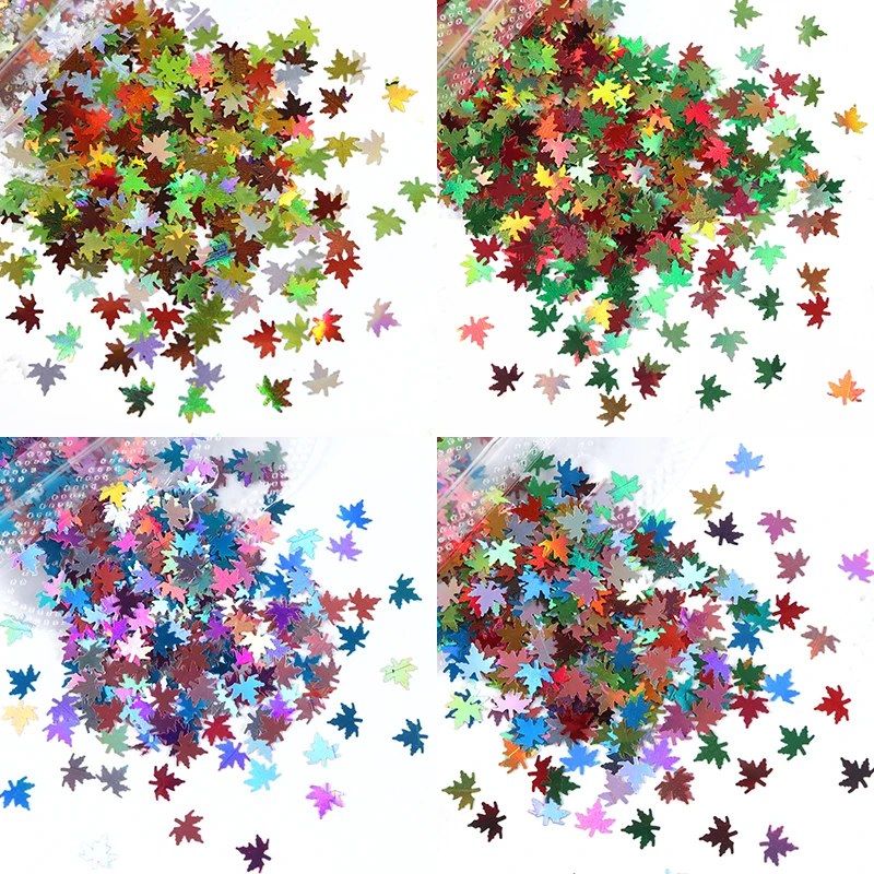 

4 Bags Christmas Decoration Sequins Maple Leaves Glitter Flake Fall Leaf Paillette For DIY Accessories Epoxy Resin Mold Fillings