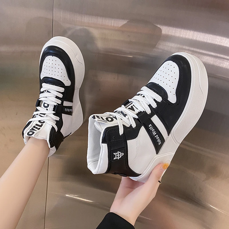 

Женские кроссовки с высоким верхом, дышащие, с круглым носком, на толстой подошве, для прогулок, бега, зимняя обувь