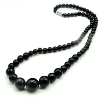 black natural chalcedony necklace round bead popular jade jewelry fashion amulet men women gifts
