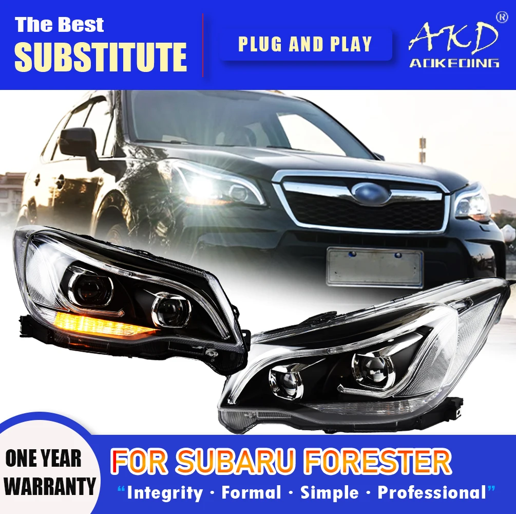 Фара AKD для SUBARU Forester светодиодный ная фара 2013-2018 фары DRL сигнал поворота дальнего