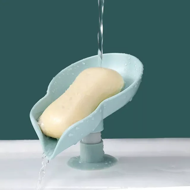 

2023NEW Leaf Laundry Soap Dish Toilet Soap Shelf Vertical Suction Cup Wall Hanging Soap Holder Punch-free Water-free Storage Box