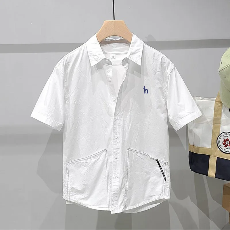 

Hazzys Embroidery Logo Men Shirts 2023 Summer New Design Men's Fashion Luxury Brand Thin Short Sleeve Top Casual Men Clothing