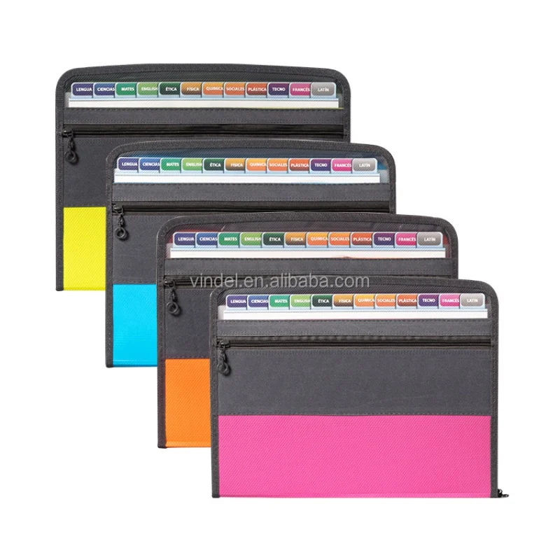 Hot sale zipper pp a4 size accordion expanding file pocket plastic document folder bags for school
